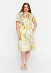 DD8036 Yellow Print Button Down Midi