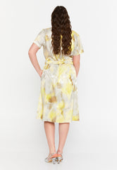 DD8036 Yellow Print Button Down Midi