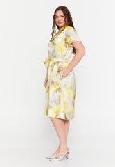 DD8036 Yellow Print Button Down Midi