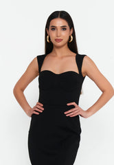 GG3027 Black Pencil Cut Dress