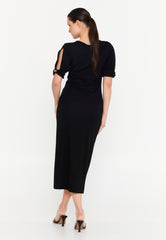 DD8012 Black Straight Cut Office Midi
