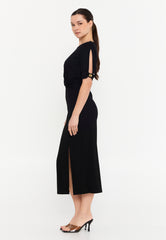 DD8012 Black Straight Cut Office Midi