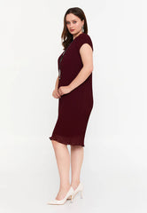 GG3033 Brick Red Straight Cut Dress