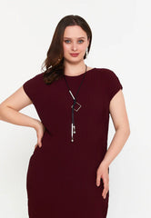 GG3033 Brick Red Straight Cut Dress