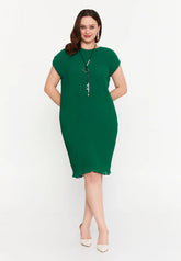 GG3034 Green Straight Cut Dress