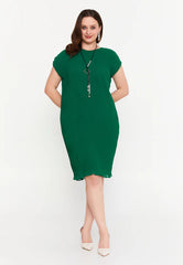 GG3034 Green Straight Cut Dress