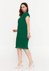 GG3034 Green Straight Cut Dress