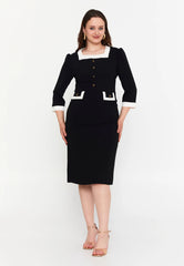 GG3005 Black Square Detail Official Dress