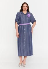 DD8017 Linen Pin Stripe Shirt Dress