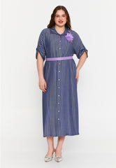 DD8017 Linen Pin Stripe Shirt Dress
