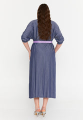 DD8017 Linen Pin Stripe Shirt Dress