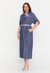 DD8017 Linen Pin Stripe Shirt Dress