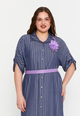 DD8017 Linen Pin Stripe Shirt Dress