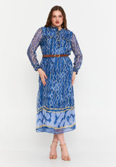 DD8037 Blue Print Button Down Dress