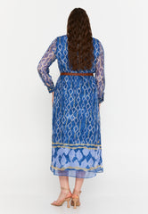 DD8037 Blue Print Button Down Dress