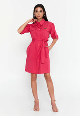 GG3026 Fuchsia Shirt Dress