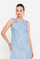 DD8020 Blue Chiffon Asymmetrical Maxi