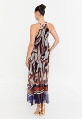 DD8005 Navy Print Chiffon Maxi