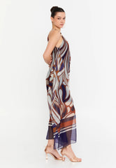 DD8005 Navy Print Chiffon Maxi