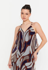 DD8005 Navy Print Chiffon Maxi