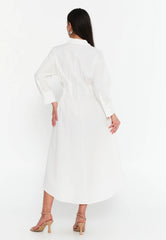 GG3028 White Maxi Shirt Dress