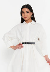 GG3028 White Maxi Shirt Dress
