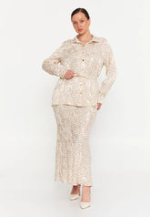 GG3048 Cream Spotted Maxi Dress