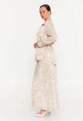 GG3048 Cream Spotted Maxi Dress