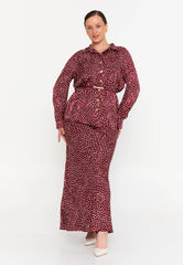 GG3050 Burgundy Spotted Maxi Skirt