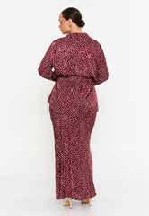 GG3050 Burgundy Spotted Maxi Skirt