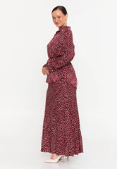 GG3050 Burgundy Spotted Maxi Skirt