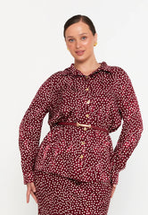 GG3049 Burgundy Spotted Blouse