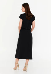 GG3023 Black Off Shoulder Gold Midi