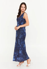 GG3024 Blue Floral Midi Dress