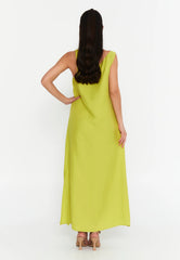 GG3025 Lime Odd Shoulder Maxi