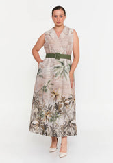 GG3043 Palm Print Maxi Dress