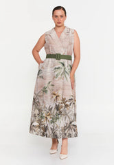 GG3043 Palm Print Maxi Dress