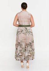 GG3043 Palm Print Maxi Dress