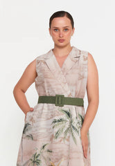 GG3043 Palm Print Maxi Dress