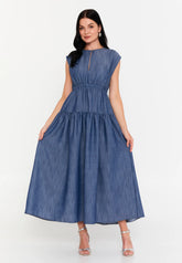 GG3022 Blue A-Line Midi Dress
