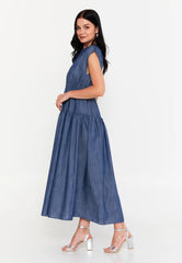 GG3022 Blue A-Line Midi Dress