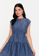 GG3022 Blue A-Line Midi Dress