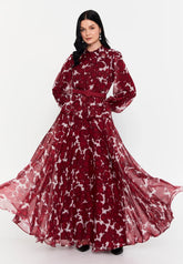 GG3017 Burgundy Floral Skirt