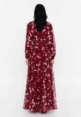 GG3017 Burgundy Floral Skirt