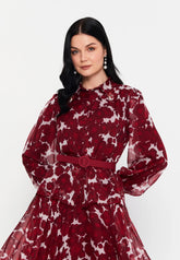 GG3018 Burgundy Floral Top