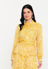 GG3015 Yellow Floral Blouse