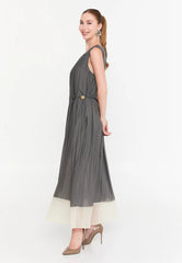 GG3037 Grey Crinkled Midi