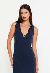 GG3002 Navy Blue Linen Midi