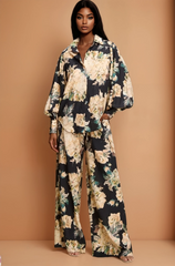 GG4061 Black Vintage Floral Trouser