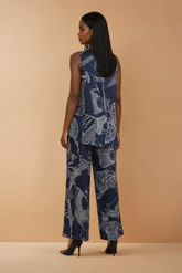 GG2115 B&W Print Satin Pants